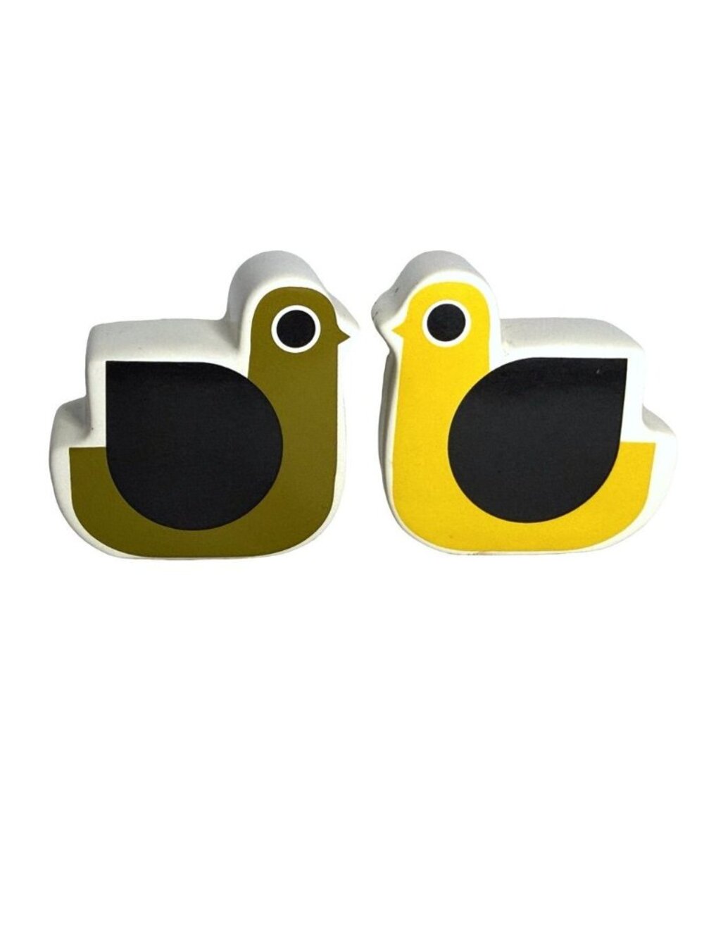 Orla Kiely Ceramic Bird Salt/Pepper Shakers Set Yellow/Green Retro-Style